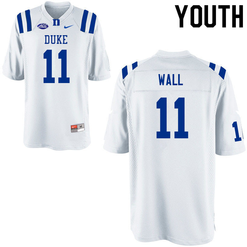 Youth #11 Mehki Wall Duke Blue Devils College Football Jerseys Sale-White - Click Image to Close